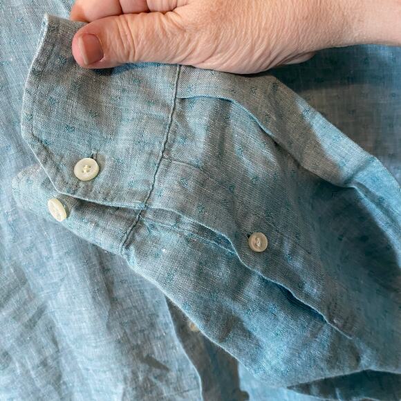 Murano Baird McNutt 100% Linen Button Up Shirt Blue Long Sleeve Men’s Large - Picture 4 of 7